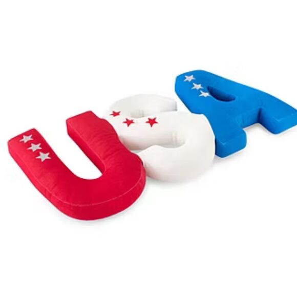 Patriotic USA Letter Pillow Red White and Blue Decorative Holiday 4th of July - Picture 3 of 4